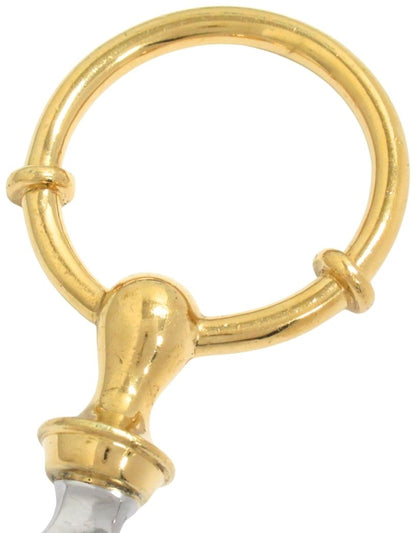 HERMES Vintage Bottle Opener Key Ring Gold Plated Silver Stainless France 4.9in