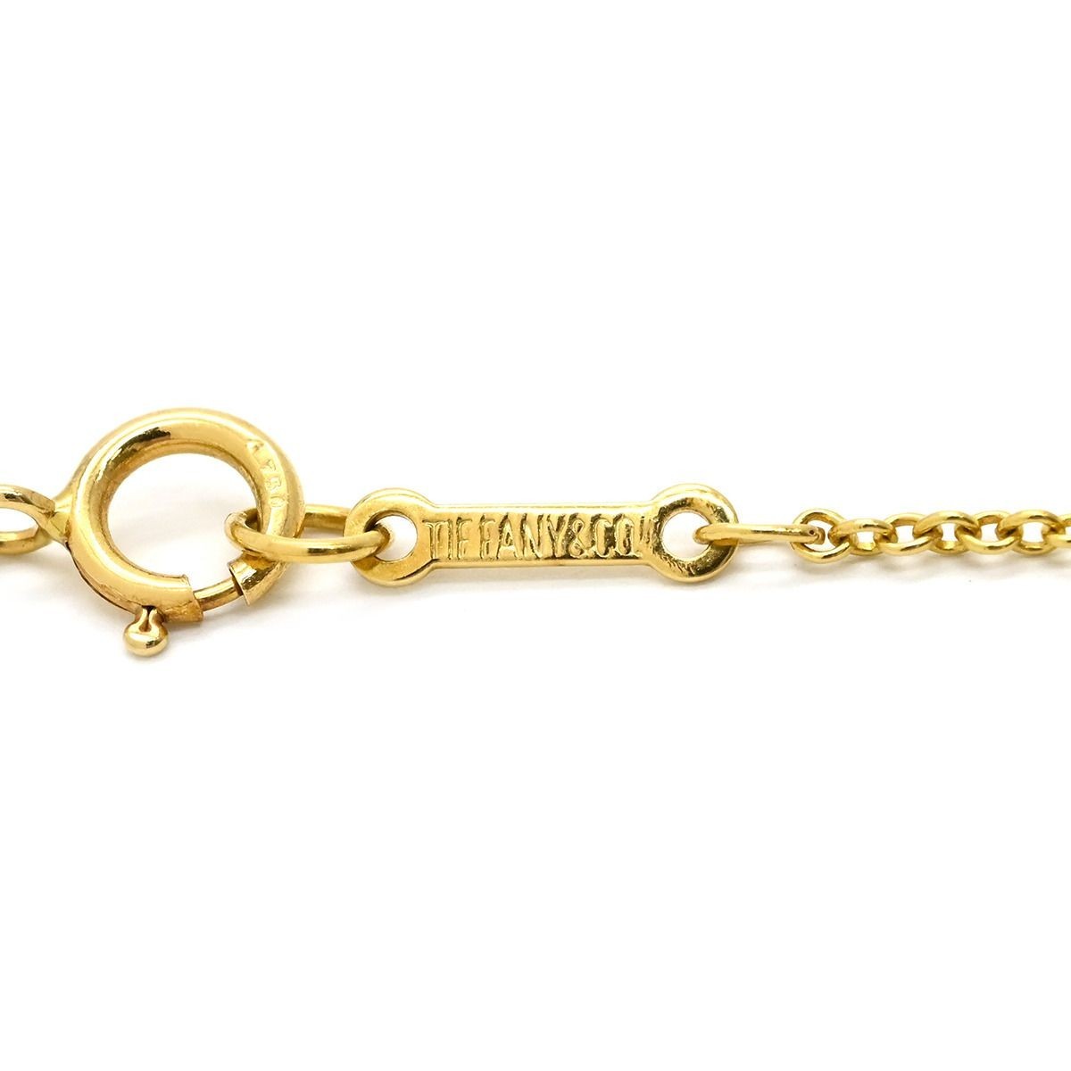 Auth Tiffany & Co 18K Yellow Gold Cross Pendant Necklace Elsa Peretti L 40.5cm