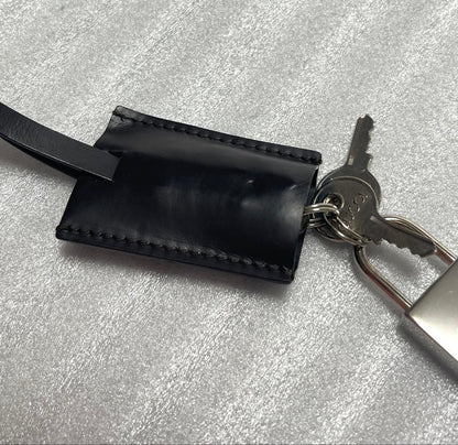 Authentic Gucci Black Leather Clochette Padlock Cadena 2 Keys Set  Bag Charm