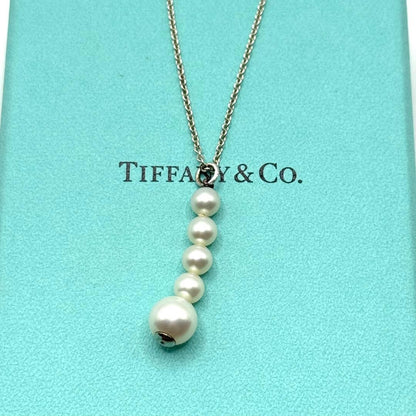 Tiffany & Co Five Pearl Sterling Silver 925 Necklace Pendant L 40cm 15.7in