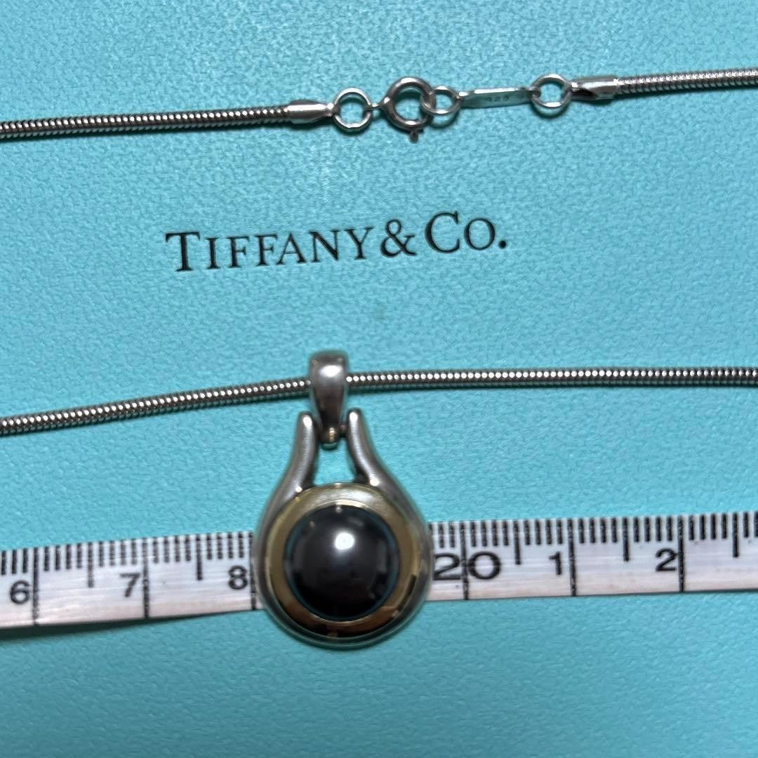 Tiffany & Co 1999 Hematite Silver 925 & 18K Gold 750 Wire Necklace Pendant Used