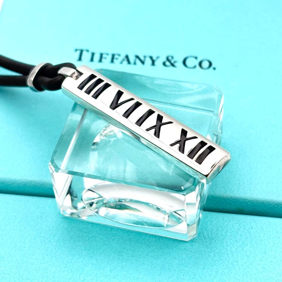 Tiffany & Co Atlas Sterling Silver 925 Roman Numeral Bar Pendant Necklace 50cm
