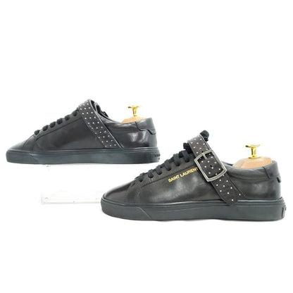 Saint Laurent Black Leather Studded Buckle Strap Sneakers EU 34 US 4.5 Unused