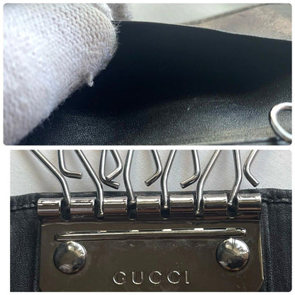 GUCCI GG Canvas Leather 6-Key Case Holder Black Unisex Small Authentic Italy