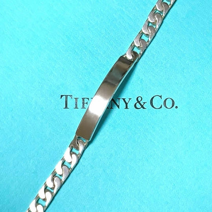 Authentic Tiffany & Co Sterling Silver 925 Curb Chain ID Bracelet L 18.6cm 7.3in