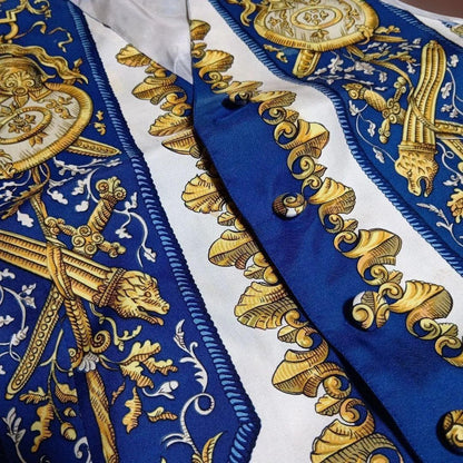 Hermes Authentic Silk 100% Vest Gillet Size 50 Used Men's Blue Multicolor VTG