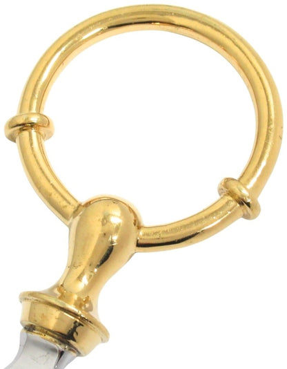 HERMES Vintage Bottle Opener Key Ring Gold Plated Silver Stainless France 4.9in