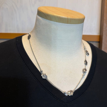 Georg Jensen Sterling Silver 925 Grape Leaf Double-Sided Toggle Necklace 53cm
