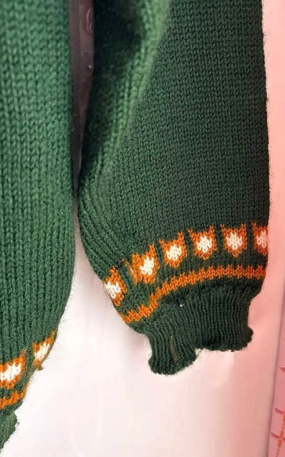 DALE of NORWAY Nordic Wool Sweater Men's M Green Crew Neck Knit Jumper Norway