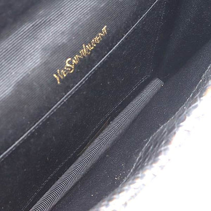 YSL Yves Saint Laurent Clutch Bag Black Exotic Leather Vintage Auth 5.7x8.1"