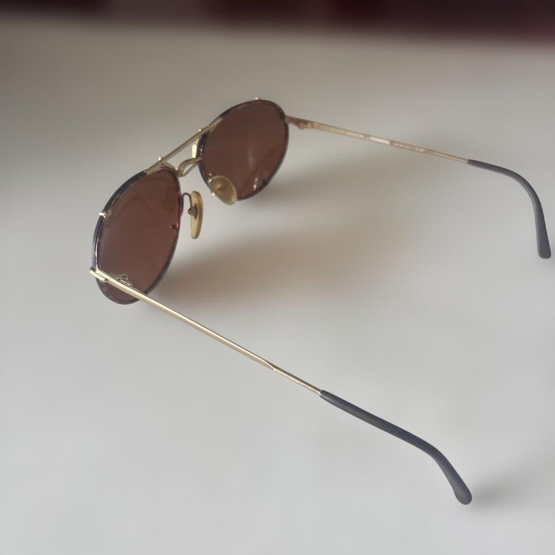 Porsche Design P8478 Aviator Sunglasses Gold Frame Brown Lens Interchangeable