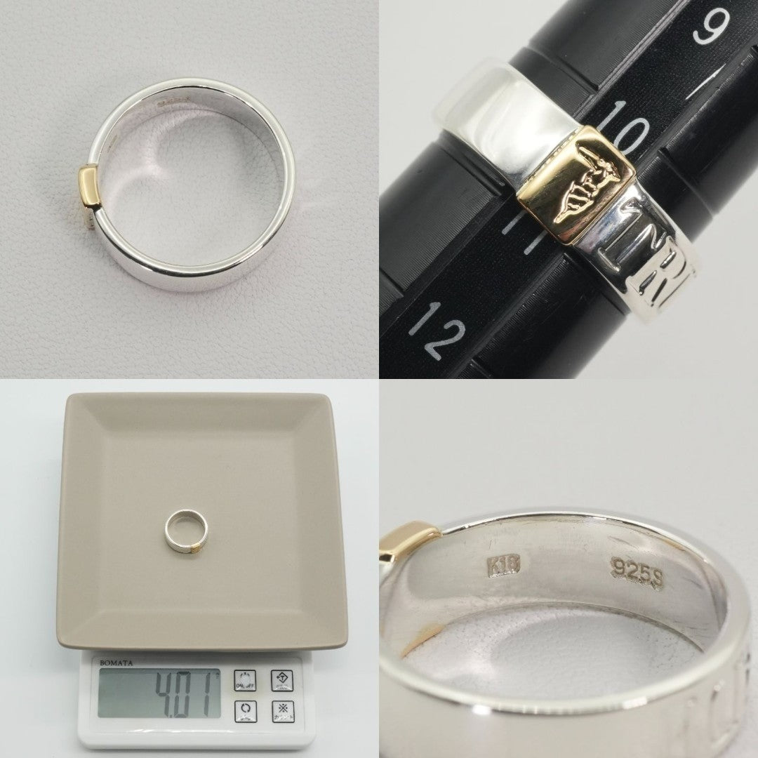Trussardi Gold K18 Silver 925 Combination Ring Size 51 US 5.5 JP 10.5 Excellent