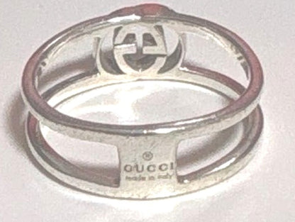 GUCCI Interlocking G Ring Silver 925 Band US 5 / EU 49 Italy Authentic Used