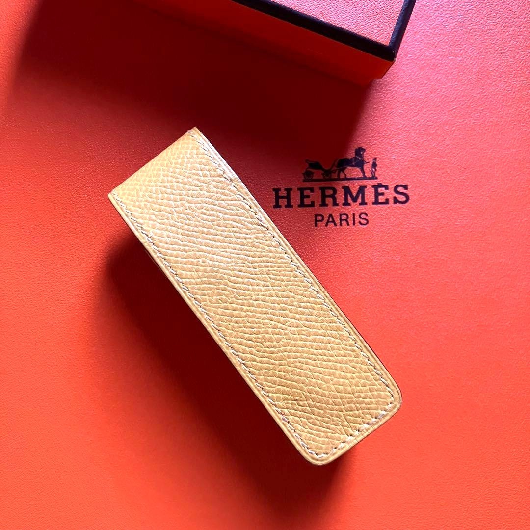 Hermes Auth Leather Lipstick Case Yellow Small Accessory With Box Used