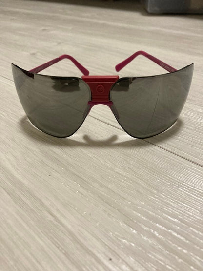 GARGOYLES Shield Sunglasses Pink Frame Smoke Grey Lens Half Rim Wraparound