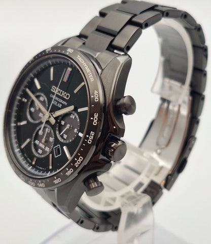 Seiko Selection Solar Chronograph SBPY169 Black Watch Tachymeter V175 Japan