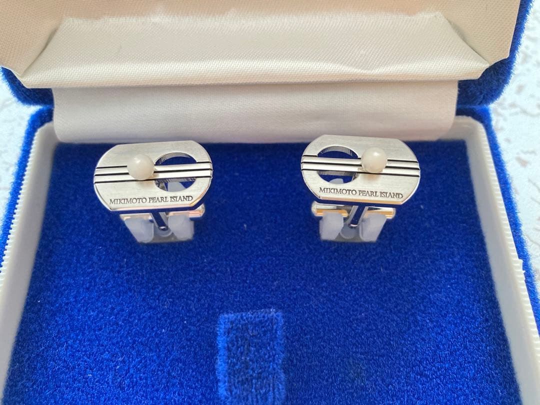 Mikimoto Authentic Pearl Cufflinks 3-4 mm 0.12-0.16" Pearl Island Vintage Unused