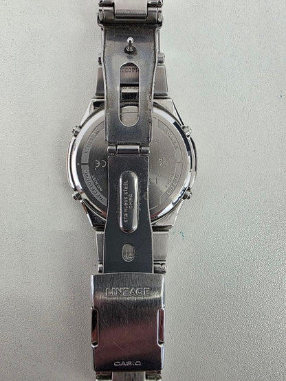 CASIO LINEAGE LIW-120 Tough Solar Radio Wave Mens Watch Black Dial Steel Strap