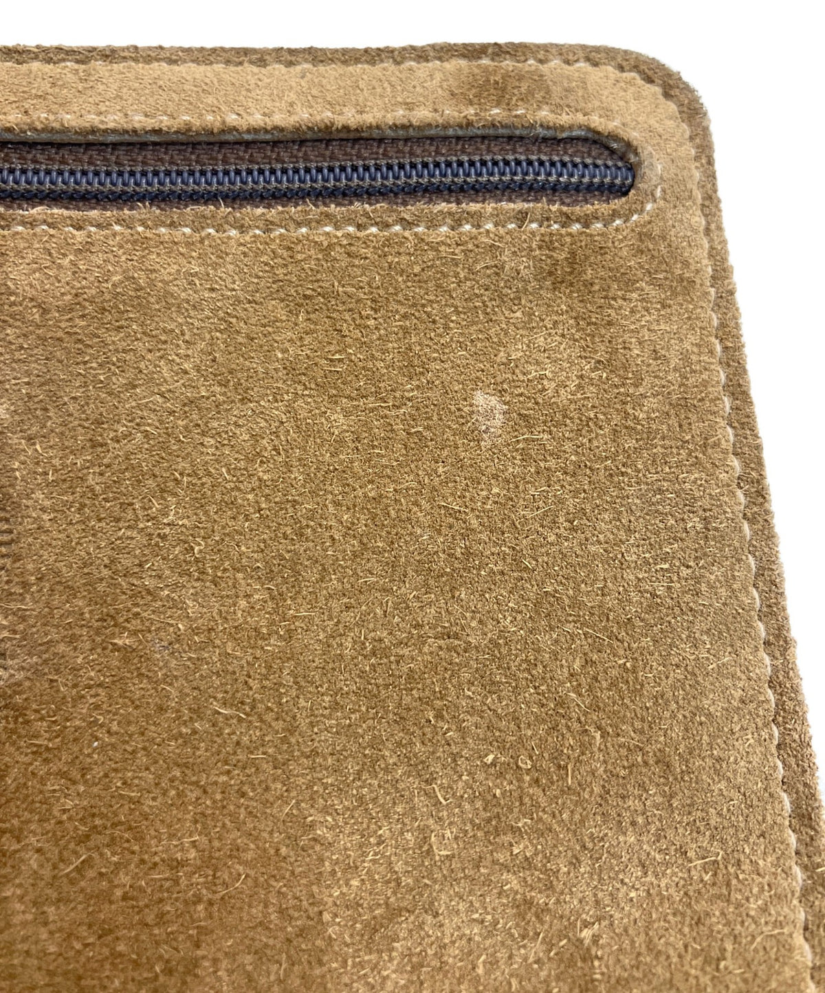 LOEWE Anagram Embossed Suede Pouch Brown Zip Case Spain 7.1x4.5in Authentic