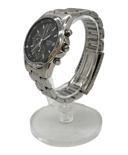 SEIKO Chronograph 7T92-0DW0 Mens Quartz Watch Black Dial Stainless Steel 38mm