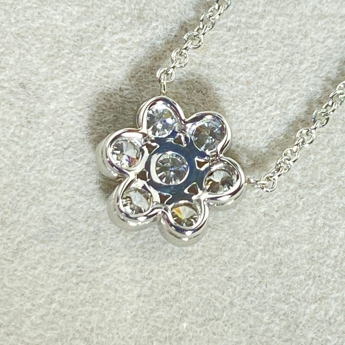 Tiffany & Co. Platinum Pt950 7P Diamond Flower Garden Necklace L 41cm 16"