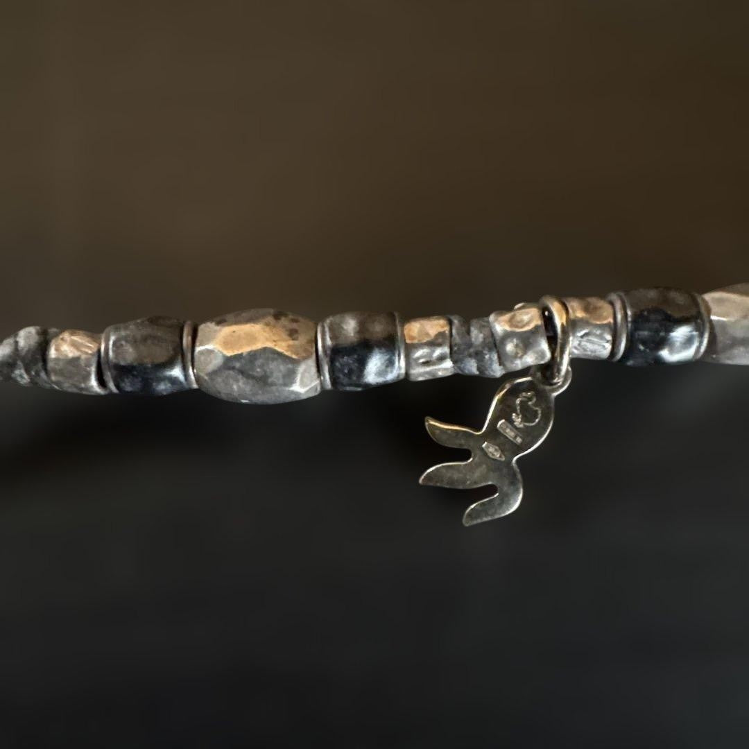 Pomellato DoDo18K White Yellow Gold Sterling Silver 925 Leather Bracelet 17.5cm