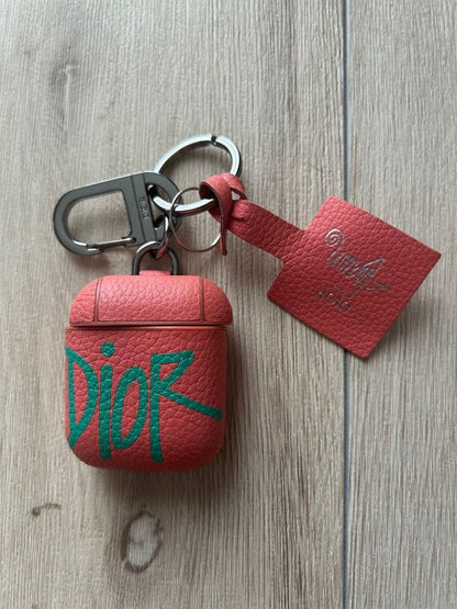 Christian Dior x  Shawn Stussy Air Pods Case Cover Key Ring Good Condition