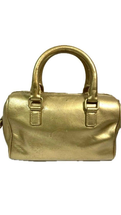 Saint Laurent Baby Duffle Handbag Chain Shoulder Bag 2-Way Gold Leather
