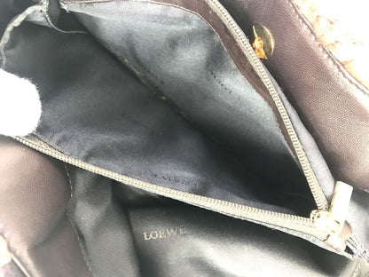Authentic LOEWE Shearling Fur Brown Leather Tote Bag Shoulder Bag Excellent