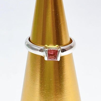 Tiffany & Co Sterling Silver Pink Tourmaline Stacking Ring Size 48 US 4.5 Used