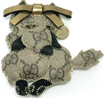 Gucci Auth Guccioli German Shepherd Dog GG Supreme Canvas Key Charm Beige Used
