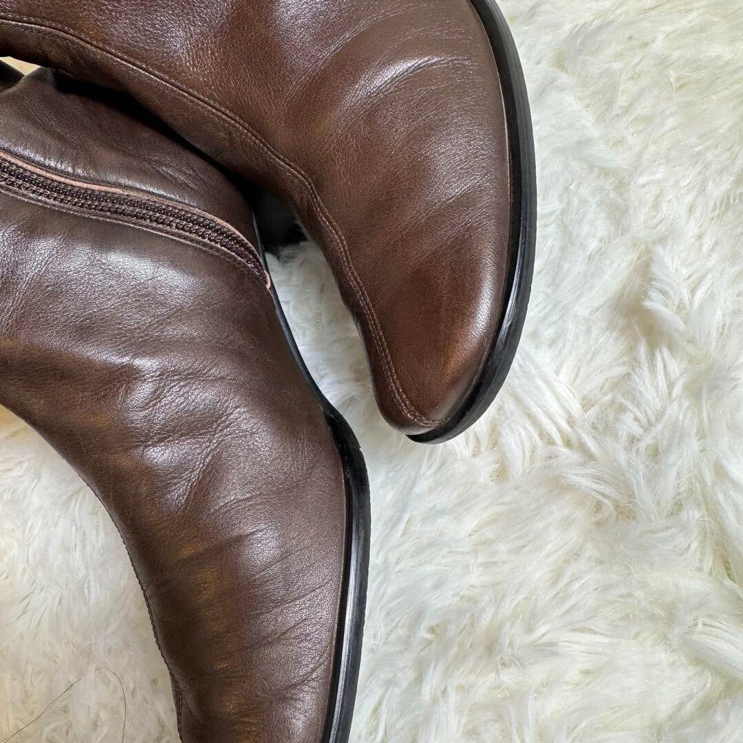 Yves Saint Laurent Brow Leather Side Zipp Short Boots Women Size 35.5 US 5.5