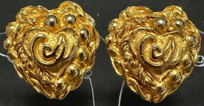Christian Lacroix Auth Vtg Heart Motif GP Gold Clip Earrings 2.65x2.61 cm Used