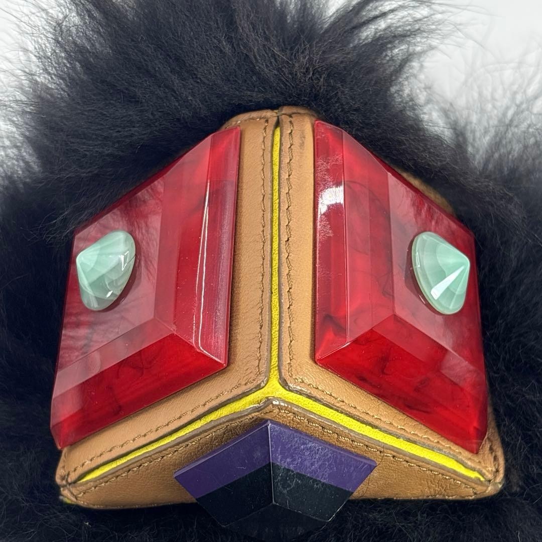 Authentic Fendi Monster Bugs Eye Black Fur Bag Charm Key Chain Ring