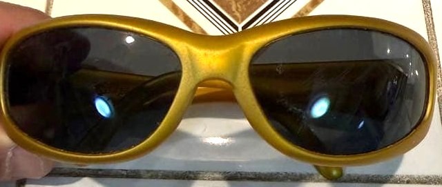 ARNETTE Vintage Gold Oval Sunglasses Matte Gold Frame Dark Lens Hawaii 1990s