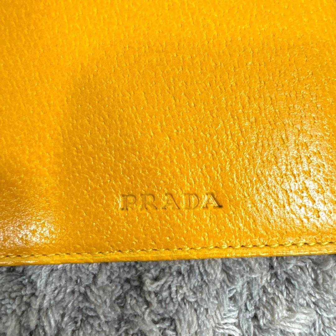 PRADA Leather Notebook Agenda Cover Yellow w/Pencil 5.7x3.7in. Authentic Italy