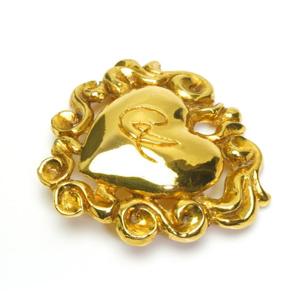 Christian Lacroix Authentic Vintage Heart Brooch Gold 5.8x5.5 cm 2.3x2.2" Used