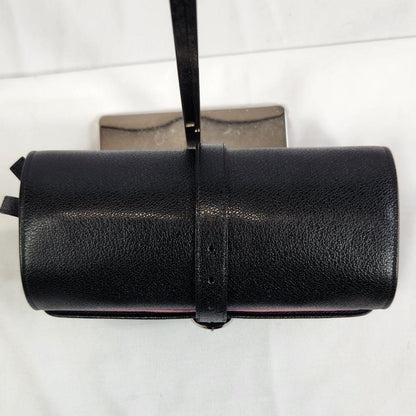 Excellent Rare Bvlgari Black Leather Accessories Jewelry Case Travel Portable