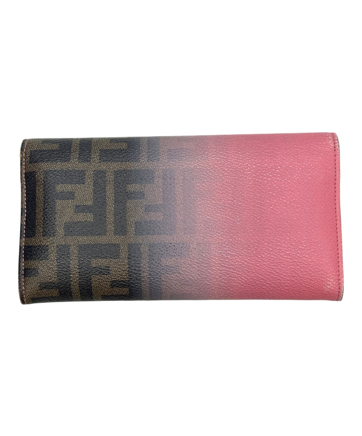 FENDI Zucca Long Wallet Trifold Pink Brown Gradient PVC Canvas Leather Women