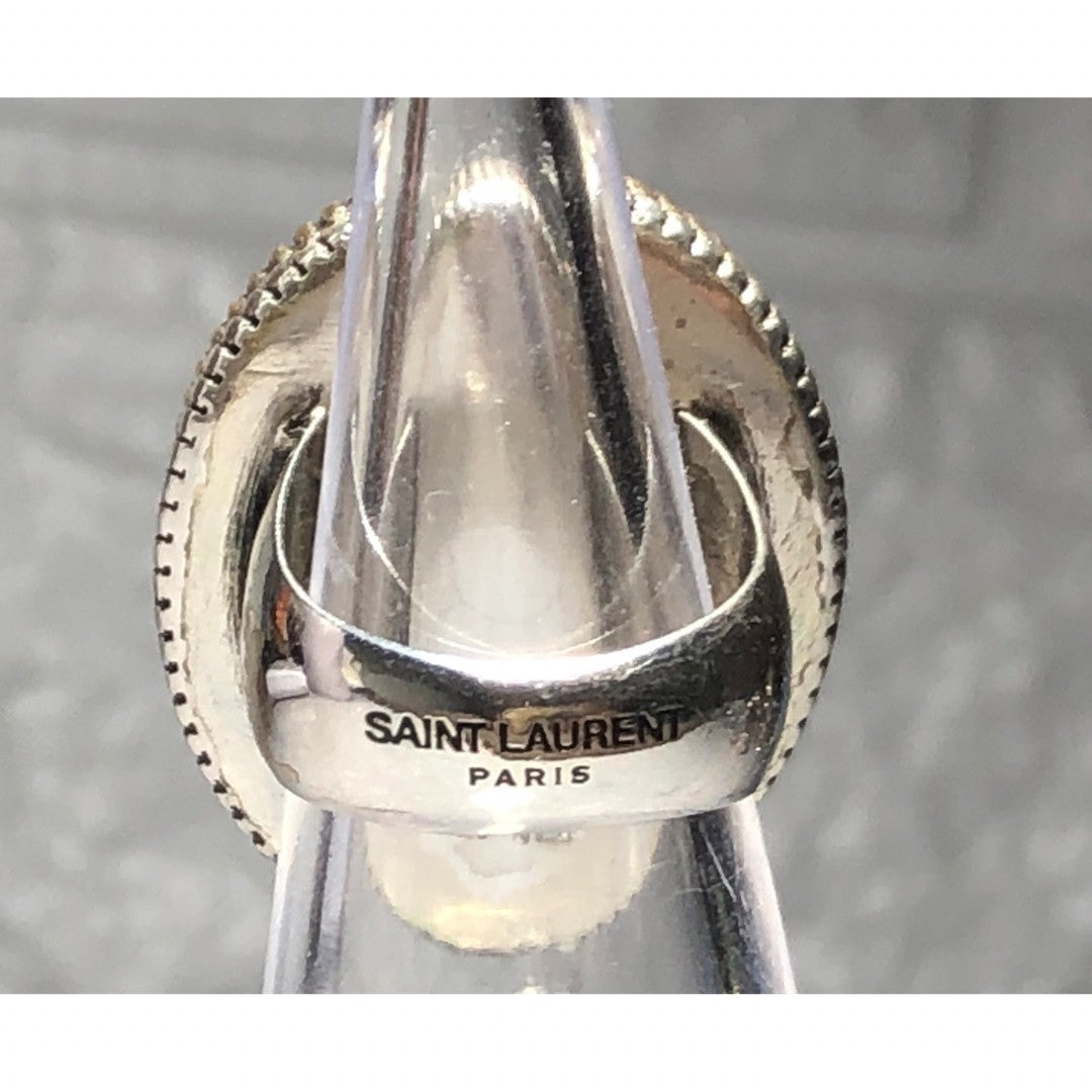 Saint Laurent Silver 925 Natural Stone Hinged Ring Size 49 US 5 Rare