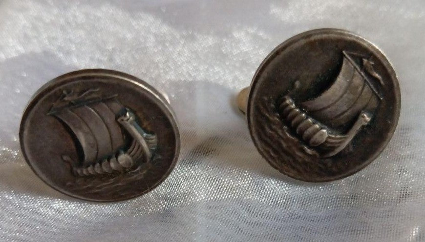 Georg Jensen Vintage Viking Ship Cufflinks Sterling Silver 925 Denmark Men