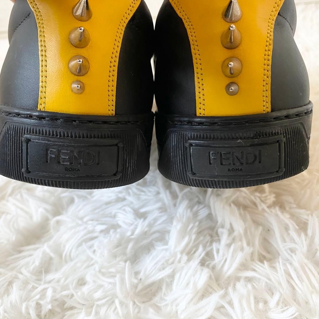 Fendi Monster Bug Eyes Black Yellow Eyes Sneakers Slip-On Size 6 Men Used