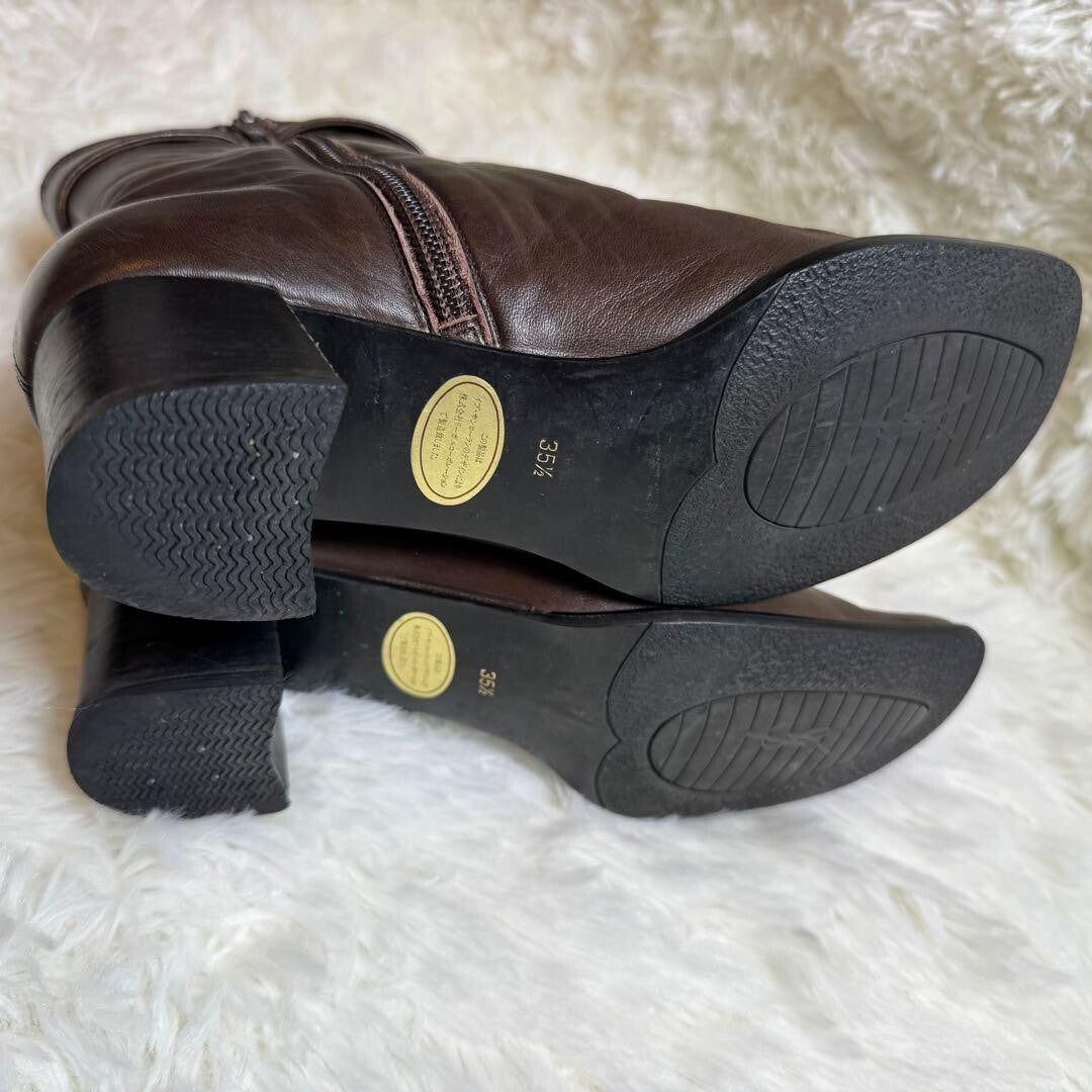 Yves Saint Laurent Brow Leather Side Zipp Short Boots Women Size 35.5 US 5.5