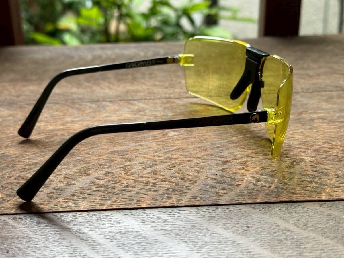 Gargoyles Auth Sunglasses Yellow Lens with Case Vintage Style Used Black Frames