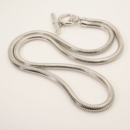 Yves Saint Laurent YSL Silver Tone Snake Chain Toggle Necklace Used Excellent