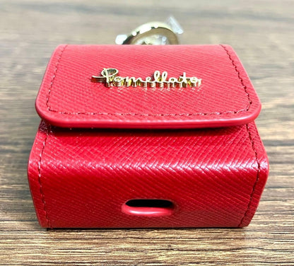 Pomellato Red Leather Keychain AirPods Case Holder