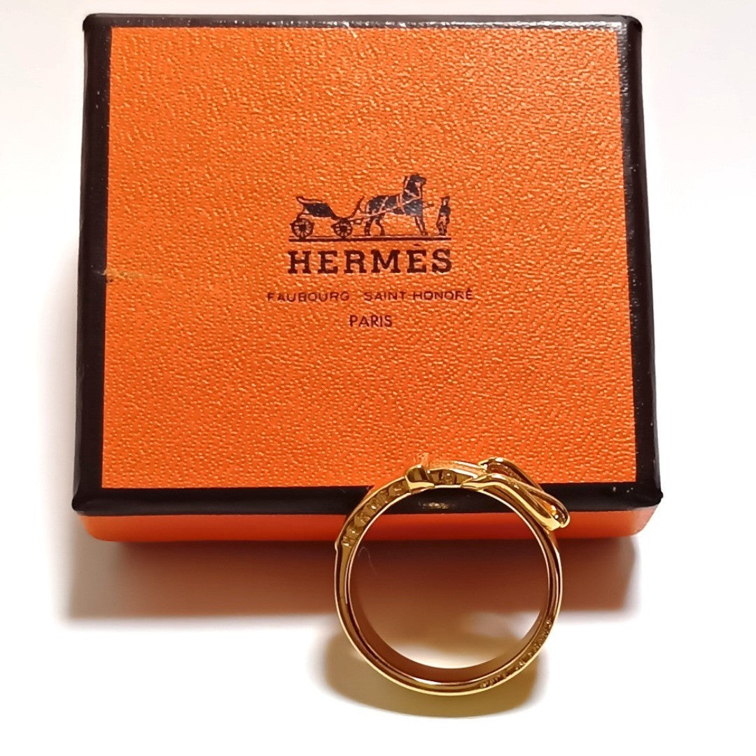 Hermes Authentic Santuaire Scarf Ring Gold 23mm 0.91" France With Box Used Gold