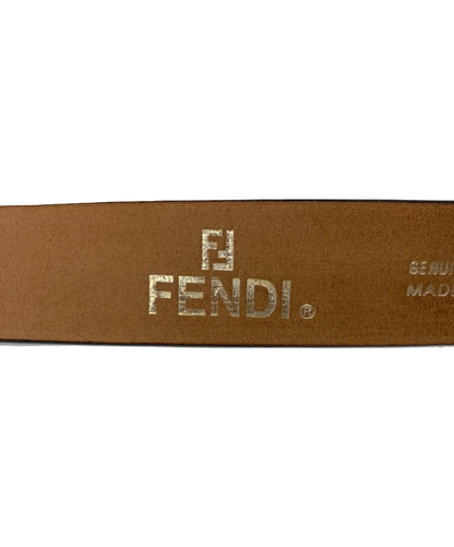 FENDI FF Logo Buckle Belt Mens Black Leather Silver Hardware 90cm 35.4in Italy