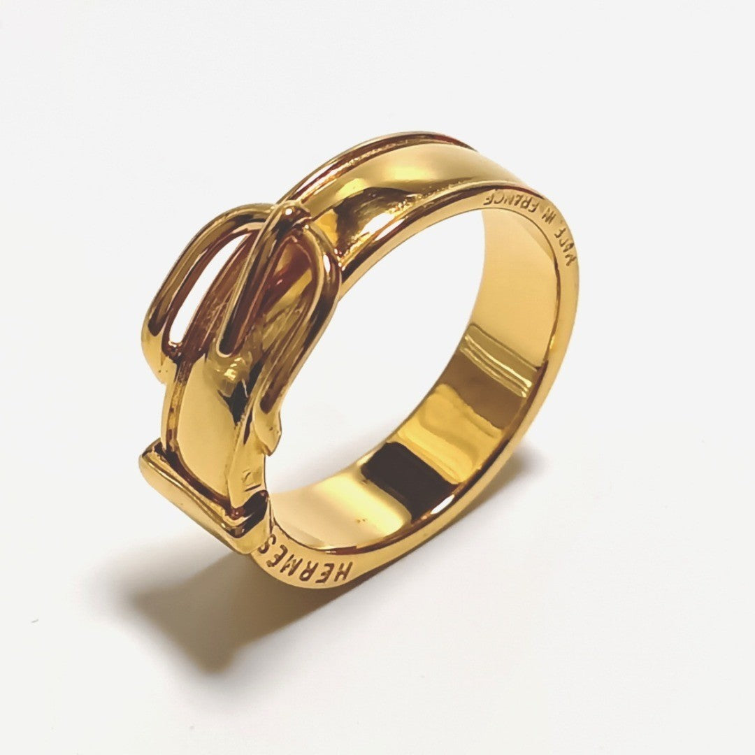 Hermes Authentic Santuaire Scarf Ring Gold 23mm 0.91" France With Box Used Gold