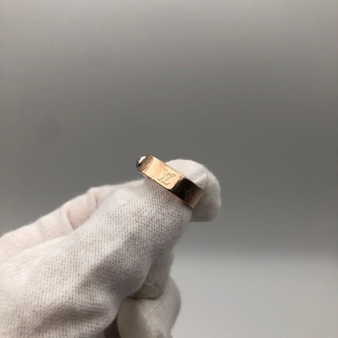 LOUIS VUITTON M00217 Nanogram Ring Pink Gold Metal Monogram Size S US 5 Auth